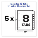 Print And Apply Index Maker Clear Label Plastic Dividers With Printable Label Strip, 8-tab, 11 X 8.5, Assorted Tabs, 5 Sets