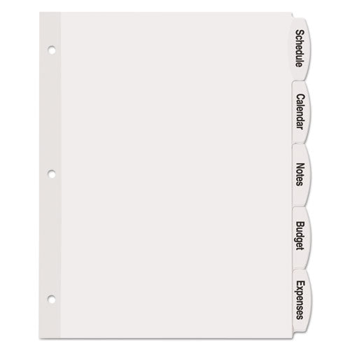 Big Tab Printable White Label Tab Dividers, 5-tab, 11 X 8.5, White, 20 Sets