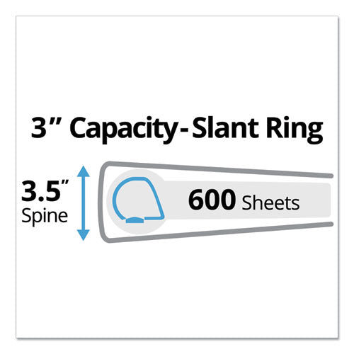 Durable View Binder With Durahinge And Slant Rings, 3 Rings, 3" Capacity, 11 X 8.5, White