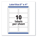 Shipping Labels W/ Trueblock Technology, Inkjet Printers, 2 X 4, White, 10/sheet, 10 Sheets/pack