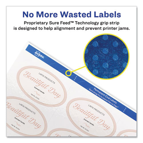 Oval Labels With Sure Feed And Easy Peel, 1.5 X 2.5, Glossy White, 180/pack