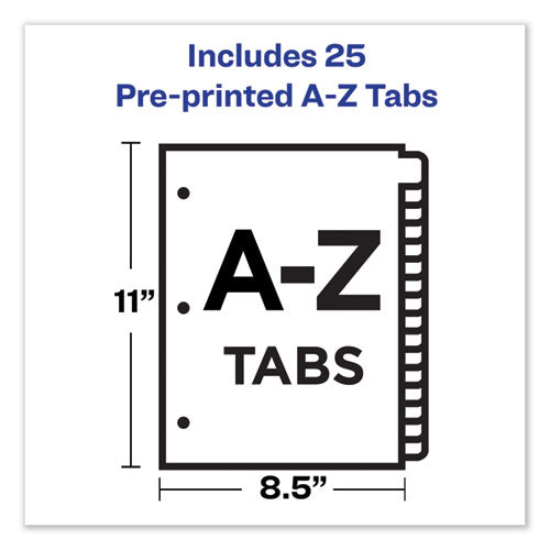 Preprinted Laminated Tab Dividers With Copper Reinforced Holes, 25-tab, A To Z, 11 X 8.5, Buff, 1 Set