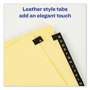 Preprinted Black Leather Tab Dividers W/copper Reinforced Holes, 25-tab, A To Z, 11 X 8.5, Buff, 1 Set