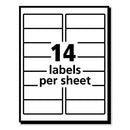 Labels, Laser Printers, 1.33 X 4, White, 14/sheet, 100 Sheets/box