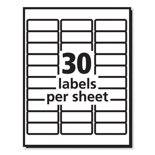 Labels, Laser Printers, 1 X 2.63, White, 30/sheet, 250 Sheets/box