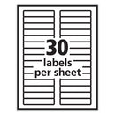 Labels, 0.66 X 3.44, White, 30/sheet, 50 Sheets/box