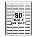 Labels, Inkjet/laser Printers, 0.5 X 1.75, White, 80/sheet, 100 Sheets/pack