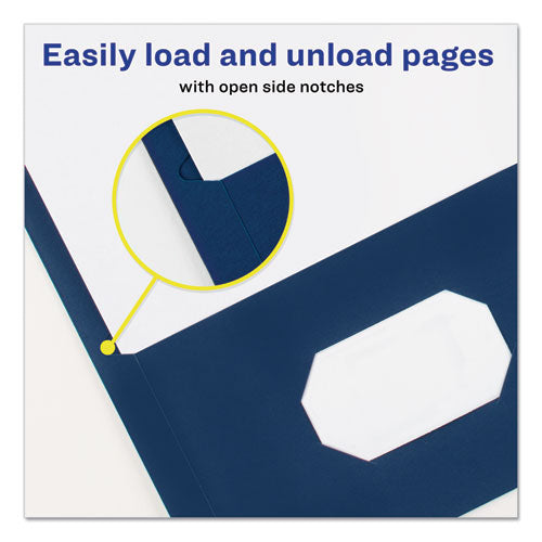 Two-pocket Folder, Prong Fastener, 0.5" Capacity, 11 X 8.5, Dark Blue, 25/box