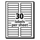 Ecofriendly Permanent File Folder Labels, 0.66 X 3.44, White, 30/sheet, 25 Sheets/pack