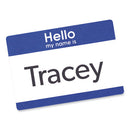 Printable Adhesive Name Badges, 3.38 X 2.33, Blue "hello", 100/pack