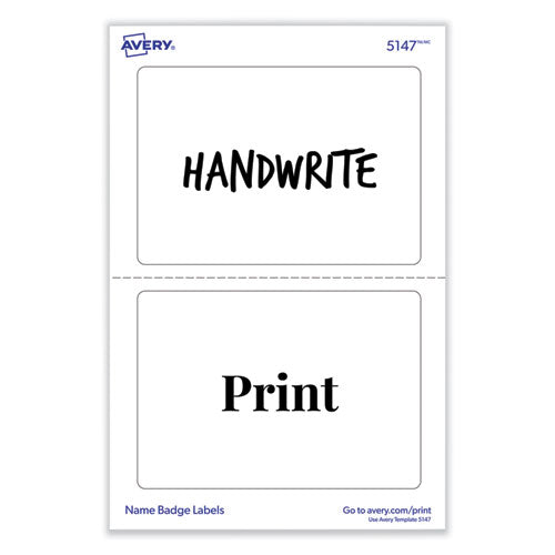 Printable Adhesive Name Badges, 3.38 X 2.33, White, 100/pack