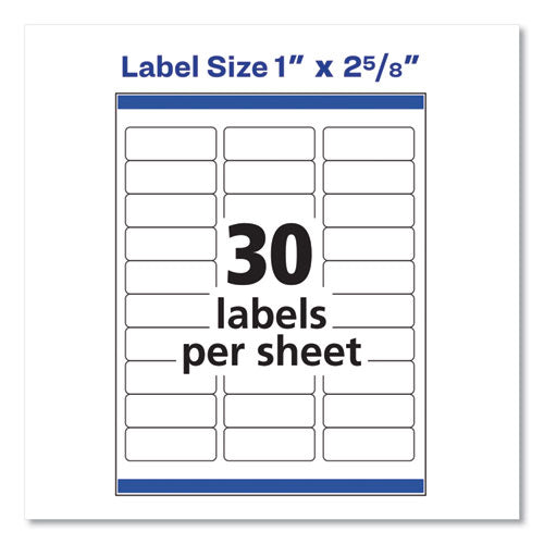 Easy Peel White Address Labels W/ Sure Feed Technology, Laser Printers, 1 X 2.63, White, 30/sheet, 100 Sheets/box