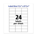 Copier Mailing Labels, Copiers, 1.38 X 2.81, White, 24/sheet, 100 Sheets/box