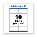 Waterproof Shipping Labels With Trueblock And Sure Feed, Laser Printers, 2 X 4, White, 10/sheet, 50 Sheets/pack