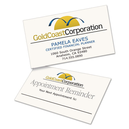 Clean Edge Business Cards, Laser, 2 X 3.5, Ivory, 200 Cards, 10 Cards/sheet, 20 Sheets/pack