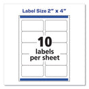 Shipping Labels W/ Trueblock Technology, Laser Printers, 2 X 4, White, 10/sheet, 250 Sheets/box