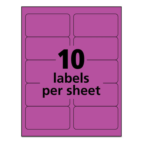 High-visibility Permanent Laser Id Labels, 2 X 4, Neon Magenta, 1000/box