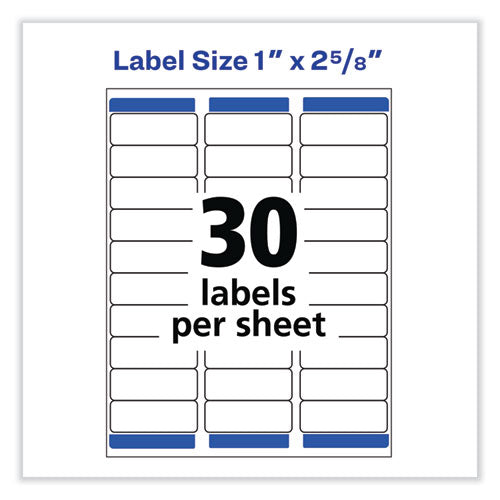 Removable Multi-use Labels, Inkjet/laser Printers, 1 X 2.63, White, 30/sheet, 25 Sheets/pack