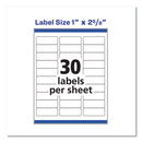 Easy Peel White Address Labels W/ Sure Feed Technology, Inkjet Printers, 1 X 2.63, White, 30/sheet, 100 Sheets/box