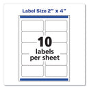 Shipping Labels W/ Trueblock Technology, Inkjet Printers, 2 X 4, White, 10/sheet, 100 Sheets/box