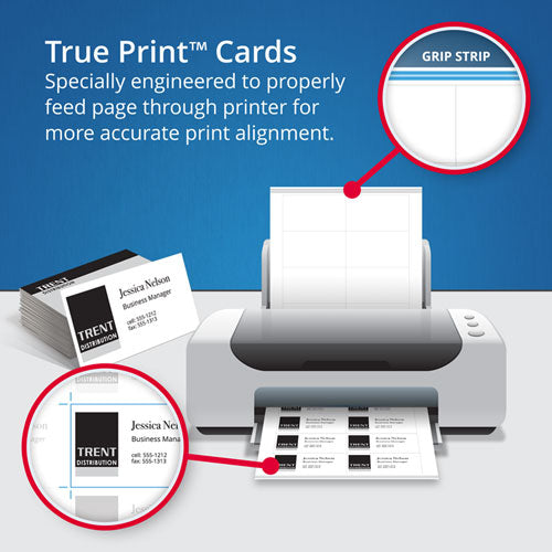 True Print Clean Edge Business Cards, Inkjet, 2 X 3.5, Ivory, 200 Cards, 10 Cards Sheet, 20 Sheets/pack
