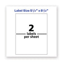 Waterproof Shipping Labels With Trueblock Technology, Laser Printers, 5.5 X 8.5, White, 2/sheet, 500 Sheets/box