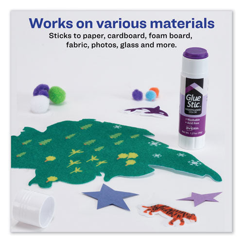 Permanent Glue Stic Value Pack, 1.27 Oz, Applies Purple, Dries Clear, 6/pack