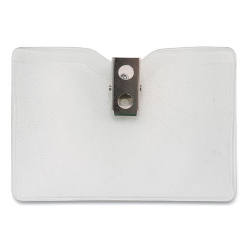 Security Id Badge Holders With Clip, Horizontal, Clear 3.5" X 3" Holder, 3.5" X 3" Insert, 50/box