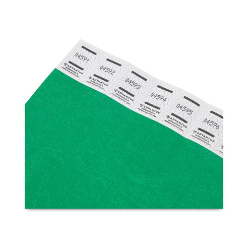 Crowd Management Wristbands, Sequentially Numbered, 10" X 0.75", Green, 100/pack