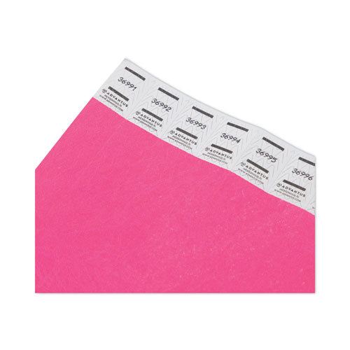 Crowd Management Wristbands, Sequentially Numbered, 9.75" X 0.75", Neon Pink, 500/pack