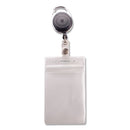 Resealable Id Badge Holders With 30" Cord Reel, Vertical, Frosted 3.68" X 5" Holder, 2.5" X 4" Insert, 10/pack