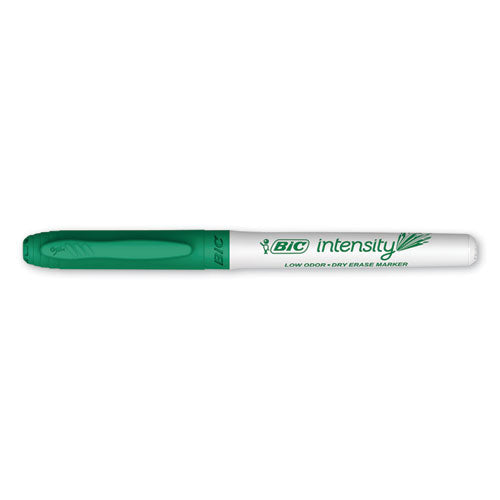 Intensity Low Odor Fine Point Dry Erase Marker, Fine Bullet Tip, Green, Dozen