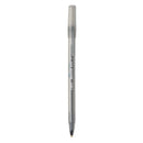 Round Stic Xtra Precision Ballpoint Pen, Stick, Fine 0.8 Mm, Black Ink, Smoke Barrel, Dozen