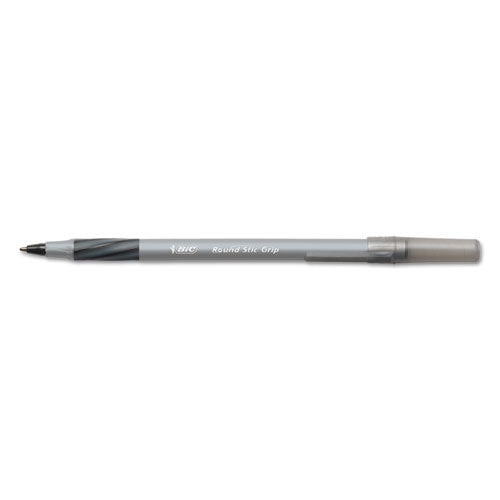 Round Stic Grip Xtra Comfort Ballpoint Pen Value Pack, Easy-glide, Stick, Medium 1.2 Mm, Black Ink, Gray/black Barrel, 36/pk