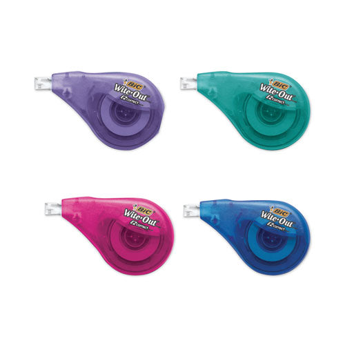 Wite-out Ez Correct Correction Tape, Non-refillable, Blue/yellow Applicators, 0.17" X 400", 4/pack