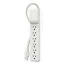 Home/office Surge Protector, 6 Ac Outlets, 6 Ft Cord, 720 J, White