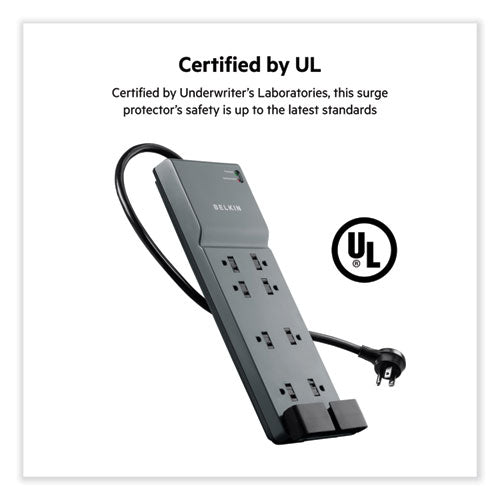 Home/office Surge Protector, 8 Ac Outlets, 6 Ft Cord, 3,390 J, White