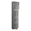 Home/office Surge Protector, 8 Ac Outlets, 12 Ft Cord, 3,390 J, Dark Gray