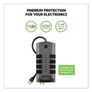Pivot Plug Surge Protector, 12 Ac Outlets, 8 Ft Cord, 4,320 J, Gray
