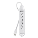 Power Strip, 6 Outlets, 12 Ft Cord, White