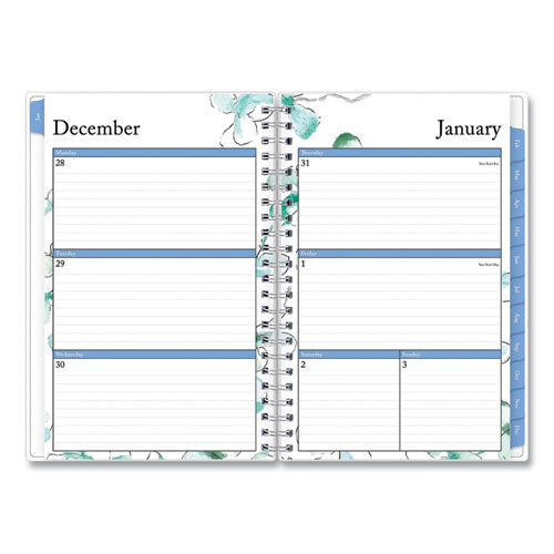 Lindley Weekly/monthly Planner, Lindley Floral Artwork, 8 X 5, White/blue/green Cover, 12-month (jan To Dec): 2024