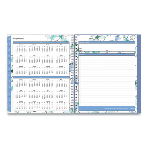 Lindley Monthly Planner, Lindley Floral Artwork, 10 X 8, White/blue/green Cover, 12-month (jan To Dec): 2024