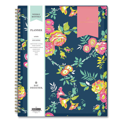 Day Designer Peyton Create-your-own Cover Weekly/monthly Planner, Floral Artwork, 11 X 8.5, Navy, 12-month (jan-dec): 2024