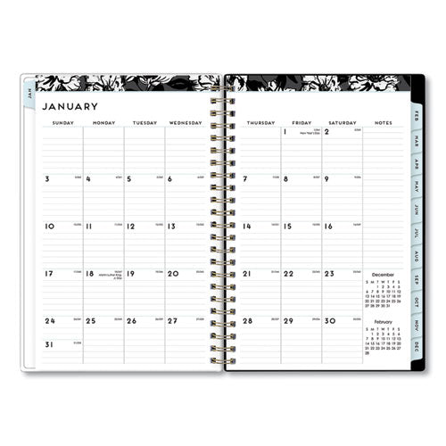 Baccara Dark Create-your-own Cover Weekly/monthly Planner, Floral, 8 X 5, Gray/black/gold Cover, 12-month (jan-dec): 2024