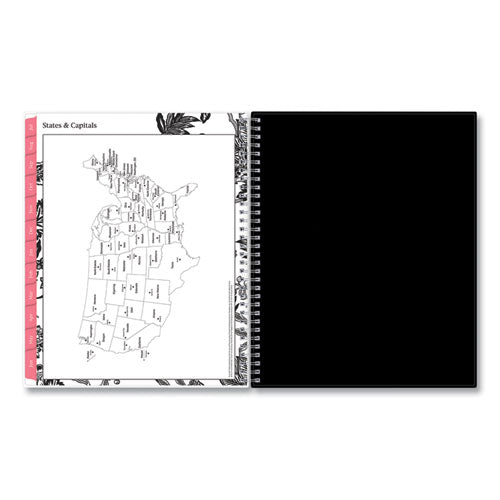 Analeis Create-your-own Cover Weekly/monthly Planner, Floral, 11 X 8.5, White/black/coral, 12-month (july To June): 2023-2024