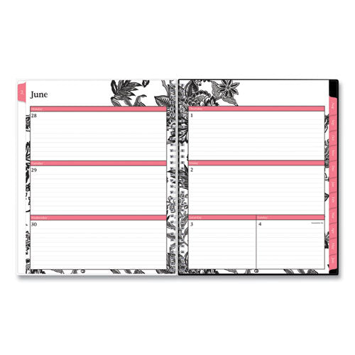 Analeis Create-your-own Cover Weekly/monthly Planner, Floral, 11 X 8.5, White/black/coral, 12-month (july To June): 2023-2024