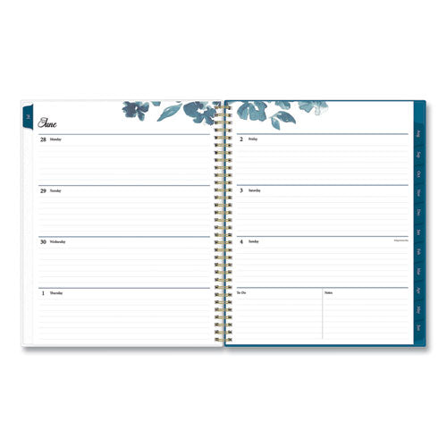 Bakah Blue Academic Year Weekly/monthly Planner, Floral Artwork, 11 X 8.5, Blue/white Cover, 12-month (july-june): 2023-2024