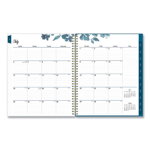 Bakah Blue Academic Year Weekly/monthly Planner, Floral Artwork, 11 X 8.5, Blue/white Cover, 12-month (july-june): 2023-2024