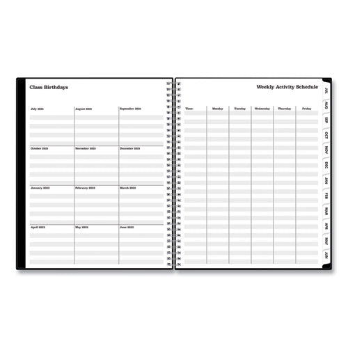 Teacher's Weekly/monthly Lesson Planner, One Week Per Two-page Spread (nine Classes), 11 X 8.5, Black Cover, 2023 To 2024