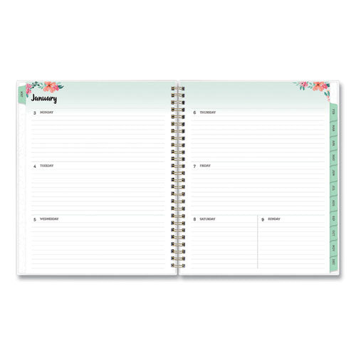 Laurel Weekly/monthly Planner, Laurel Floral Artwork, 9 X 7, Green/pink/orange Cover, 12-month (jan To Dec): 2024